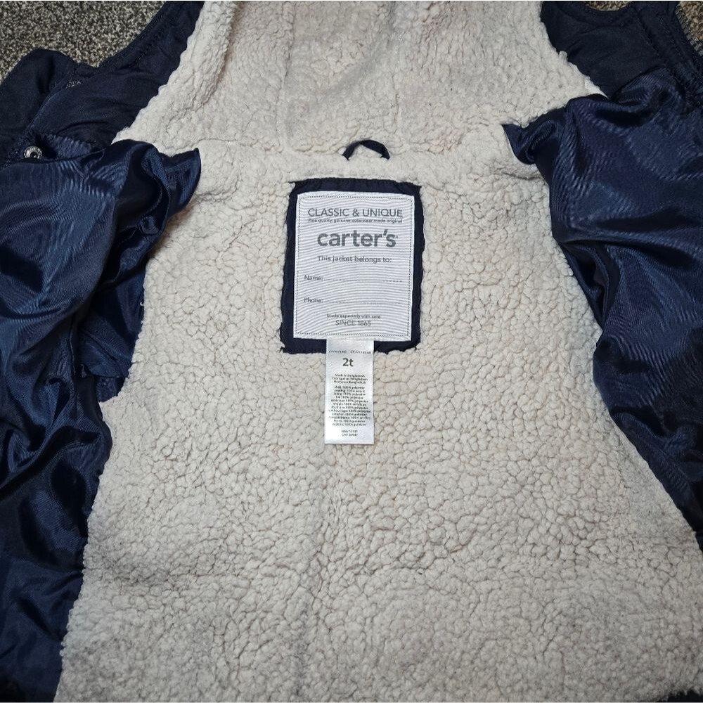 Carter's Navy Puffer Jacket Kids 2T - Picture 4 of 4
